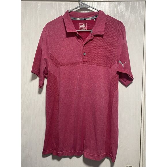 Puma Polo Shirt Mens Large L Pink Golf Mesh Dry Cell Performance‎ Stretch - Picture 1 of 4